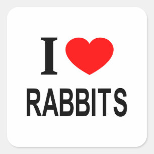 I ❤️ RABBITS I LOVE RABBITS I HEART RABBITS SQUARE STICKER