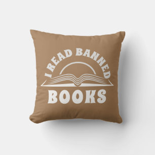 I rad banned book white text design cushion