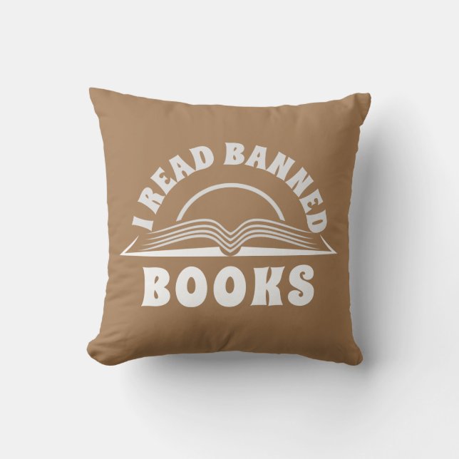 I rad banned book white text design cushion (Front)