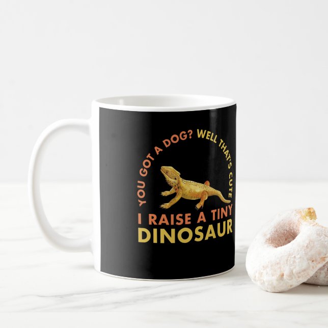 I Raise A Tiny Dinosaur Lizard Reptiles Coffee Mug (With Donut)
