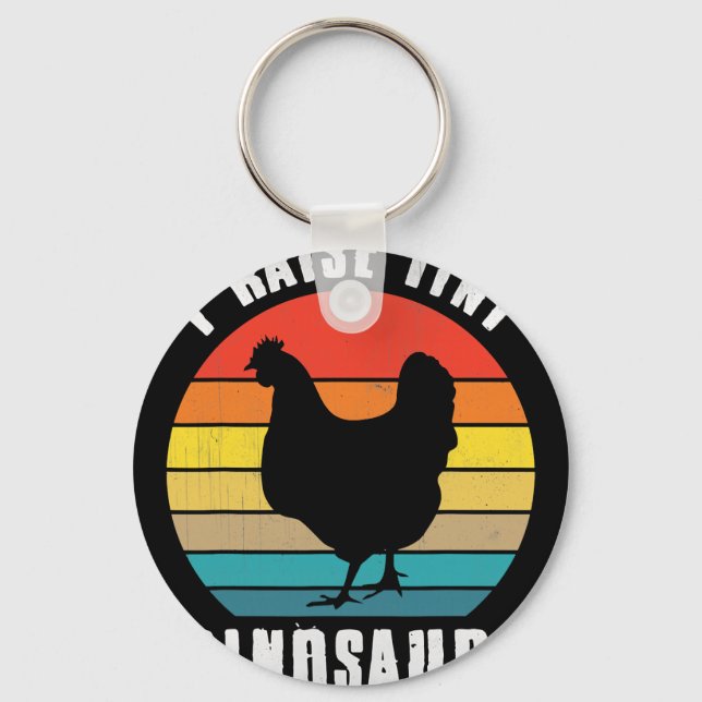 I Raise Tiny Dinosaurs Chicken Shirt Funny Farmer  Key Ring (Front)