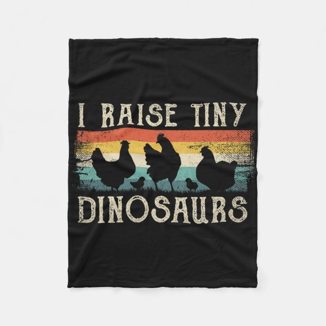 I Raise Tiny Dinosaurs Retro 70s Chicken Silhouett Fleece Blanket (Front)