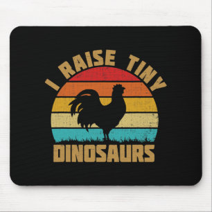 I Raise Tiny Dinosaurs Vintage Retro Chicken Silho Mouse Mat