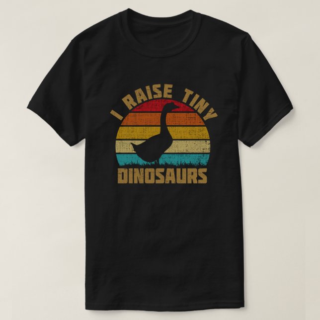 I Raise Tiny Dinosaurs Vintage Retro Goose T-Shirt (Design Front)