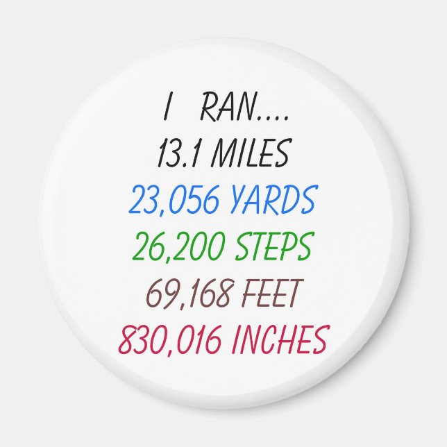 I Ran 13.1 Miles Magnet (Front)