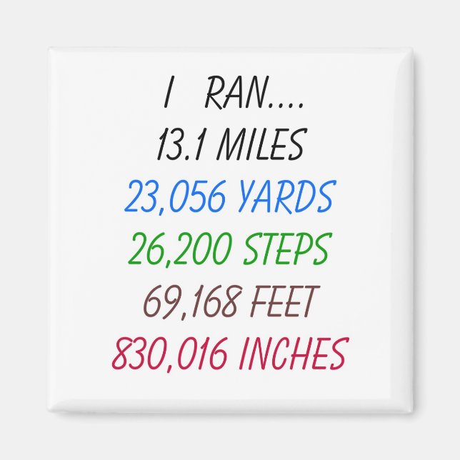 I Ran 13.1 Miles Magnet (Front)