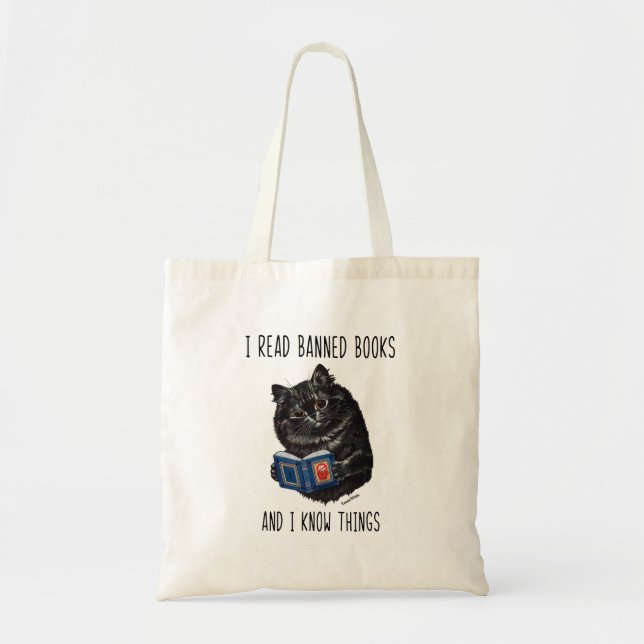 I Read Banned Books and I Know Things Louis Wain  Tote Bag (Front)