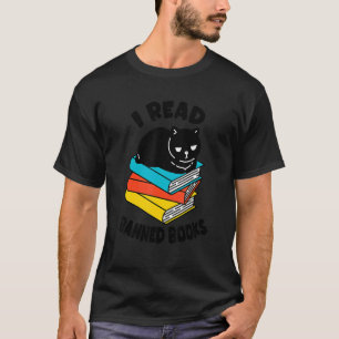 I Read Banned Books Black Cat Reader Bookworm Wom T-Shirt