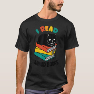 I Read Banned Books Black Cat Reader Bookworm Wom T-Shirt