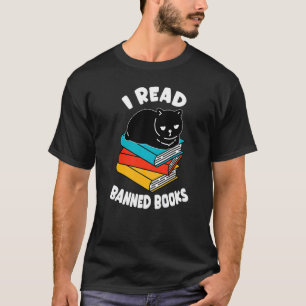 I Read Banned Books Black Cat Reader Bookworm Wom T-Shirt