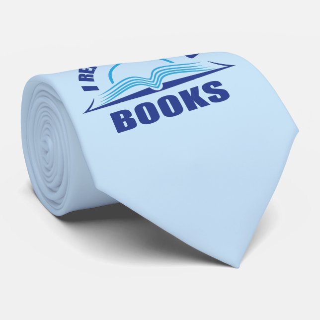 I read banned books-blue text design neck tie (Rolled)