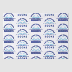 I read banned books-blue text design tissue paper