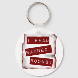 I Read Banned Books Bookworm Slogan Key Ring