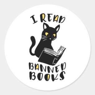 I read banned books Cat Classic Round Sticker