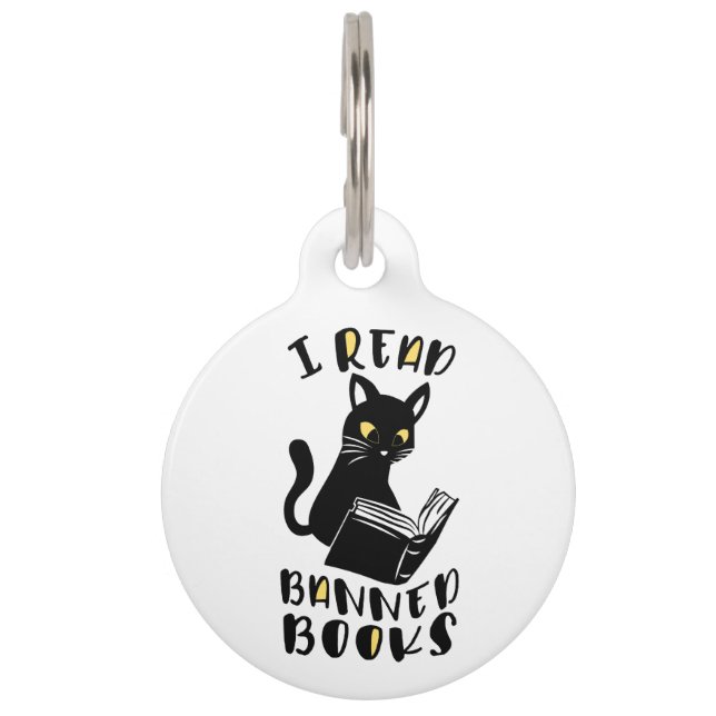 I read banned books Cat Pet Tag (Front)