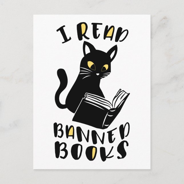 I read banned books Cat Postcard (Front)