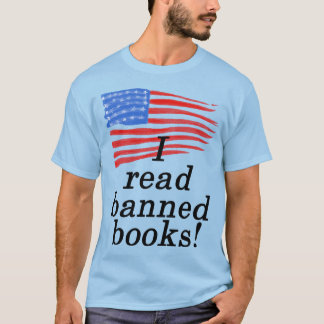 I read banned books & distressed US Flag T-Shirt