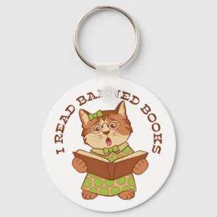 I Read Banned Books Kitten Key Ring