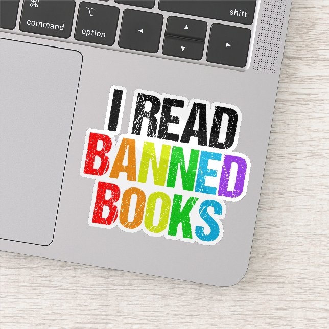 I Read Banned Books Rainbow Laptop (Detail)