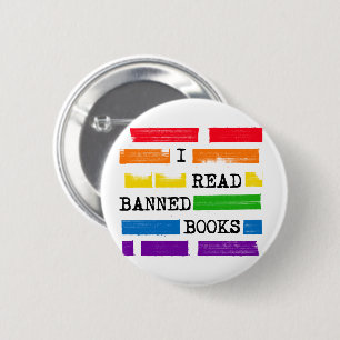 I Read Banned Books Rainbow Redacted 6 Cm Round Badge