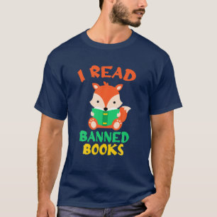 I Read Banned Books, Reader, Bookworm Fox Reading T-Shirt