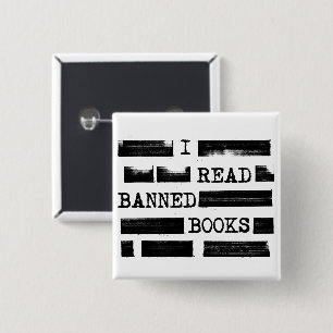 I Read Banned Books Redacted 15 Cm Square Badge