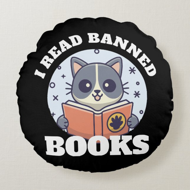 I read banned books round cushion (Front)