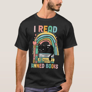 I Read Banned Books T Women Bookworm Black Cat Rea T-Shirt