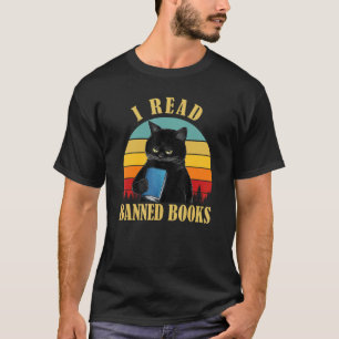 I Read Banned Books Tshirt Black Cat Reader Bookwo