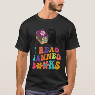 I Read Banned Books Tshirt Black Cat Reader Bookwo