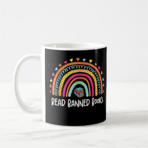 I Read Banned Books Vintage Rainbow Reading Book L Coffee Mug