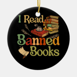 I Read Banned Books Week Librarian Freadom Reader Ceramic Tree Decoration