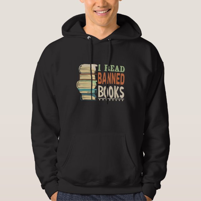 I Read Banned Books With Book And Bookworm And Rea Hoodie (Front)