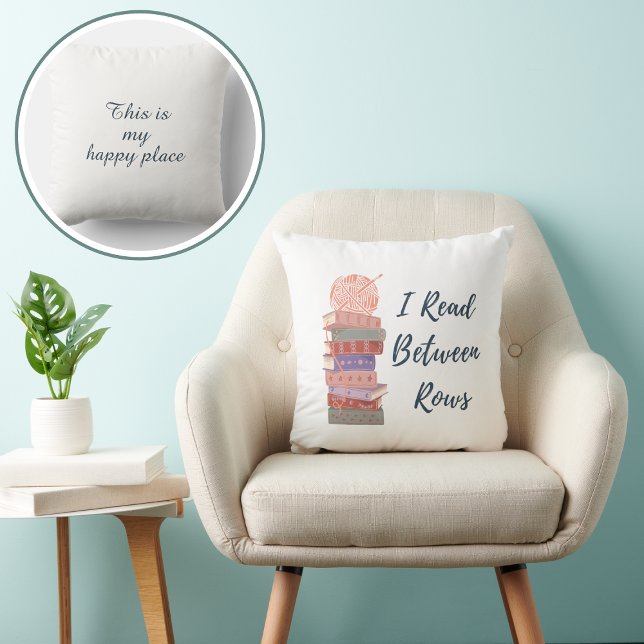 I Read Between Rows Crochet Knitting Book Lover Cushion (Creator Uploaded)