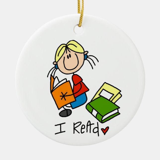 I Read Ceramic Tree Decoration (Front)