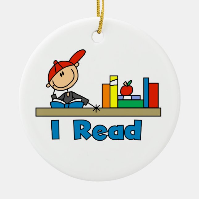 I Read Ceramic Tree Decoration (Front)