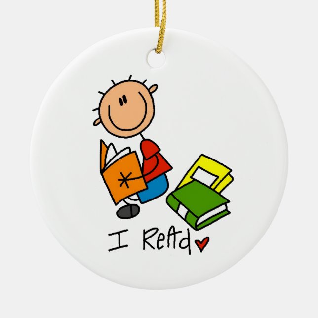 I Read Ceramic Tree Decoration (Front)