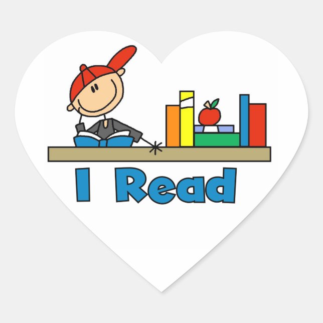 I Read Heart Sticker (Front)