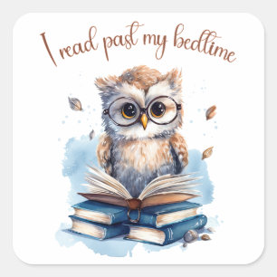 I read past my bedtime  square sticker