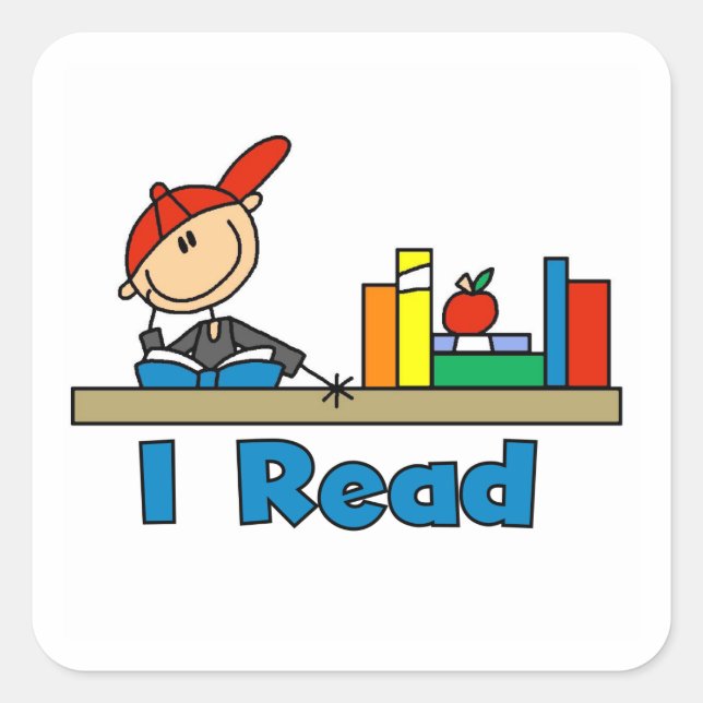 I Read Square Sticker (Front)