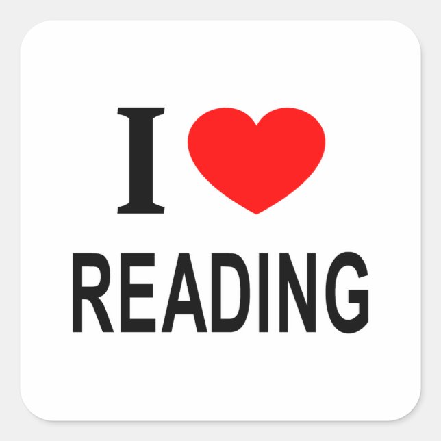 I ❤️ READING I LOVE READING I HEART READING SQUARE STICKER (Front)