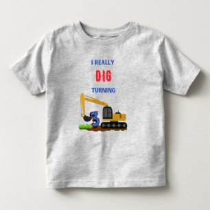 I Really Dig Turning 3 Excavator 3rd Birthday Toddler T-Shirt