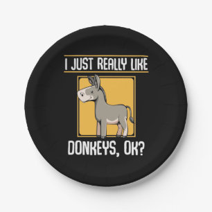 I Really Like Donkeys Paper Plate