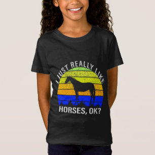 I Really Like Horses in Blue and Yellow T-Shirt