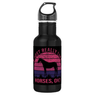 I Really Like Horses in Pink and Deep Purple  532 Ml Water Bottle