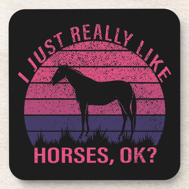I Really Like Horses in Pink and Deep Purple    Coaster (Front)