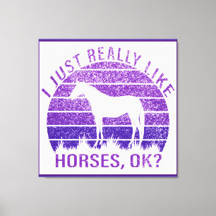 I Really Like Horses in Purple  Canvas Print