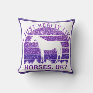 I Really Like Horses in Purple    Cushion