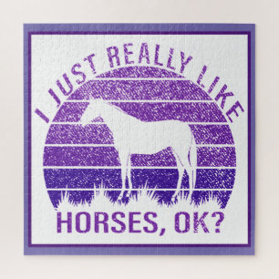 I Really Like Horses in Purple   Jigsaw Puzzle