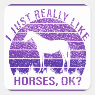 I Really Like Horses in Purple    Square Sticker
